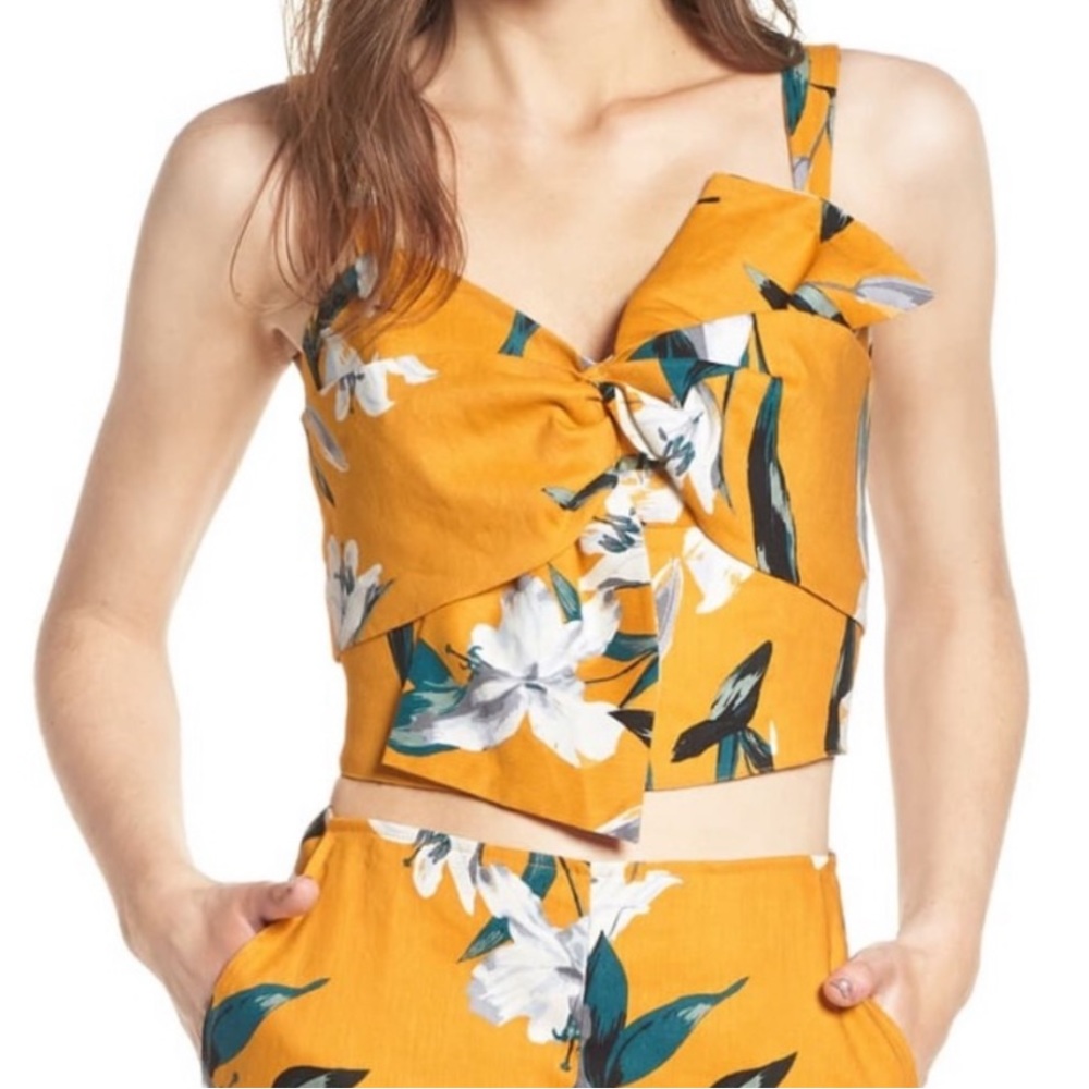 Leith Floral Crop Top (linen blend)